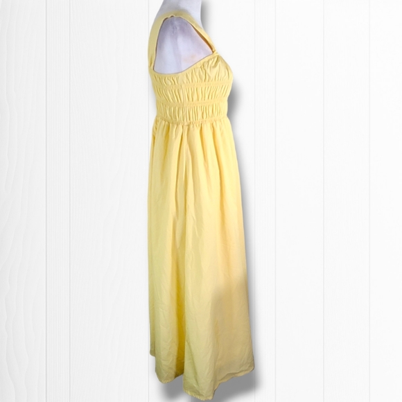 Nanette Women's Yellow Ruched Stretch Pleated Midi A-Line Dress Size 2 - Picture 5 of 10